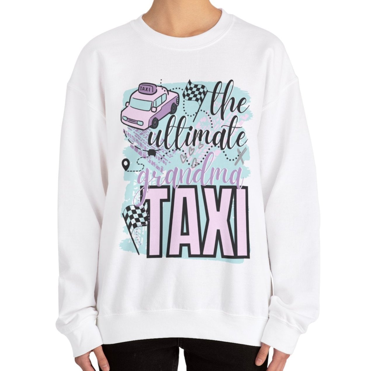 Women's Heavy Sweatshirt – "The Ultimate Grandma Taxi" Fun and Cozy Family Graphic Sweatshirt