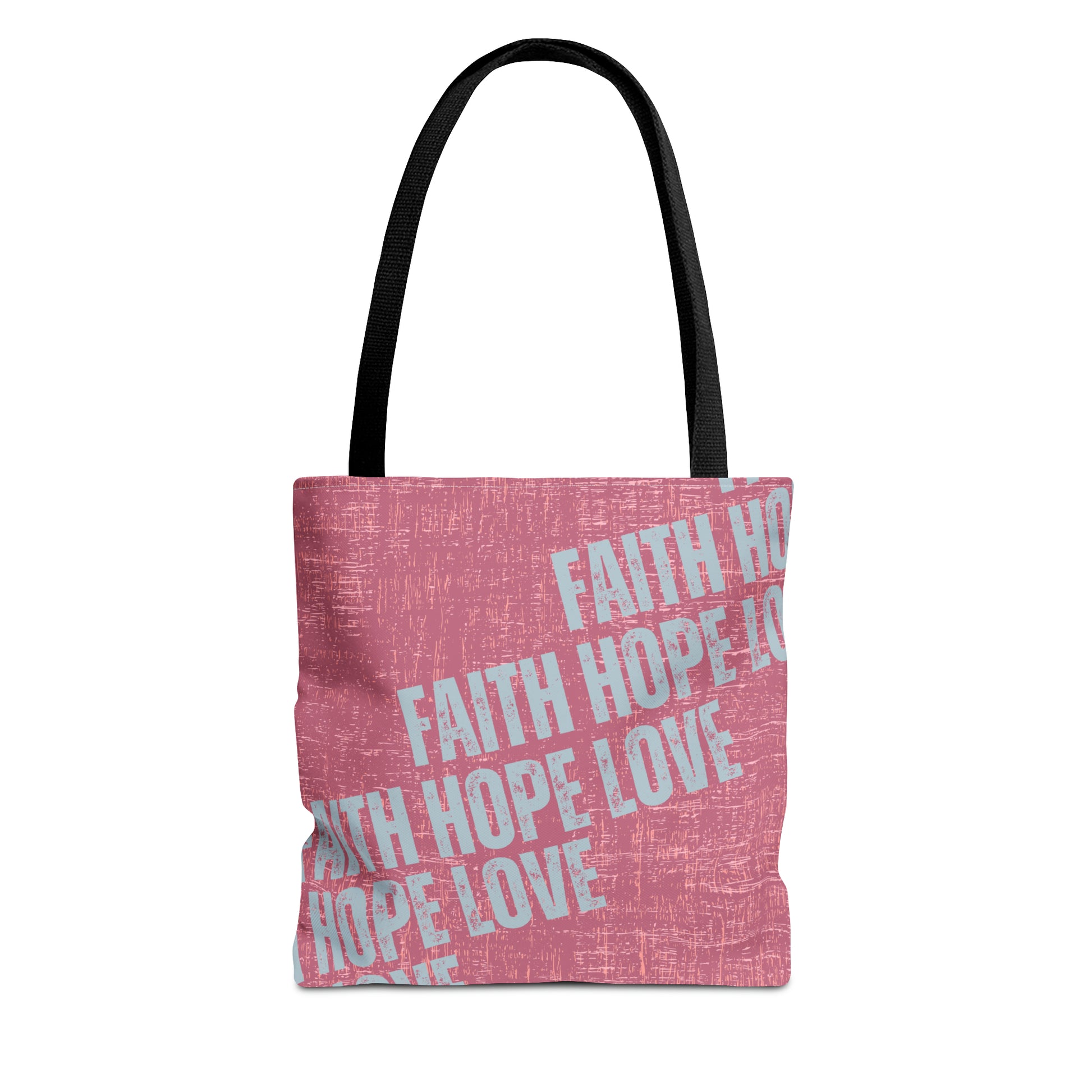 Pink Textured Faith Hope Love: Women's Small Tote Bag with Repeated Motif" - Eddy and Rita