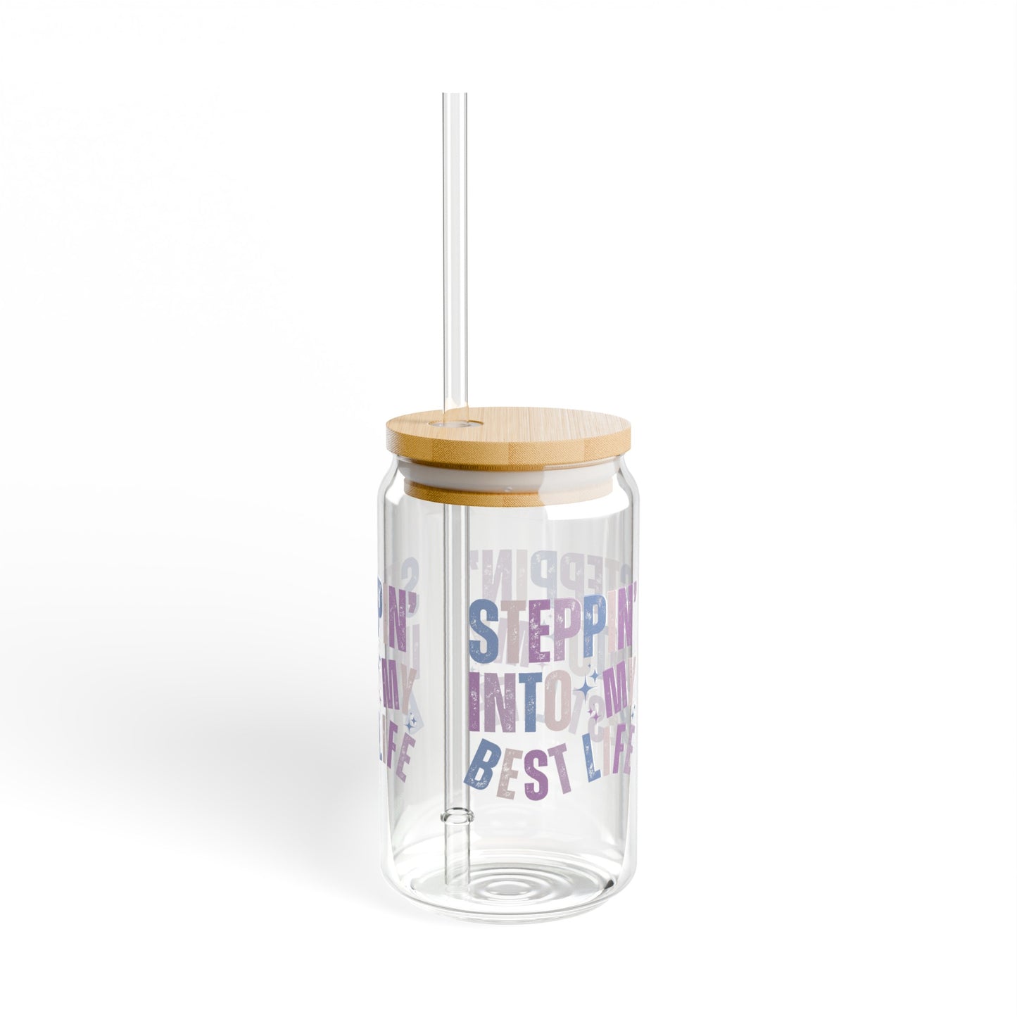 Stepping Into My Best Life Sipper Glass with Lid, 16oz