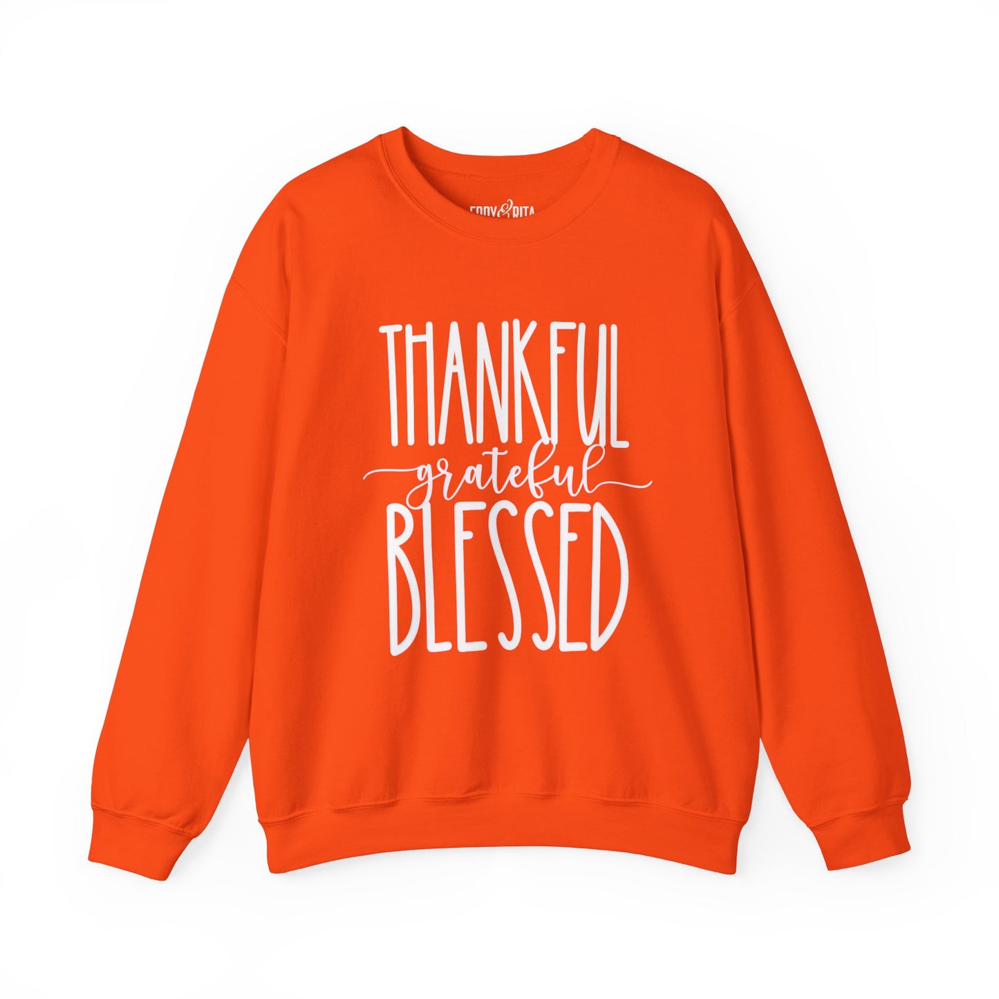 Women’s Heavy Sweatshirt – “Thankful Grateful Blessed” | Cozy and Inspirational Pullover for Everyday Comfort