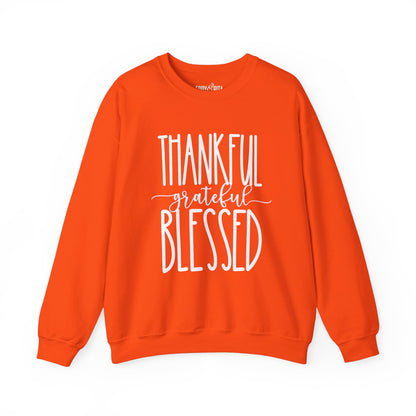 Women’s Heavy Sweatshirt – “Thankful Grateful Blessed” | Cozy and Inspirational Pullover for Everyday Comfort