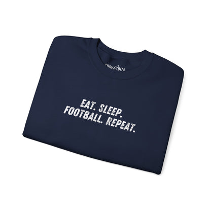 Men's Heavy Sweatshirt – "Eat. Sleep. Football. Repeat." Sports-Themed Graphic Sweatshirt