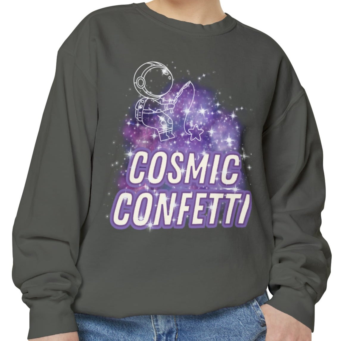 Cosmic Confetti Women's Comfort Colors Sweatshirt - Cozy and Unique - Eddy and Rita