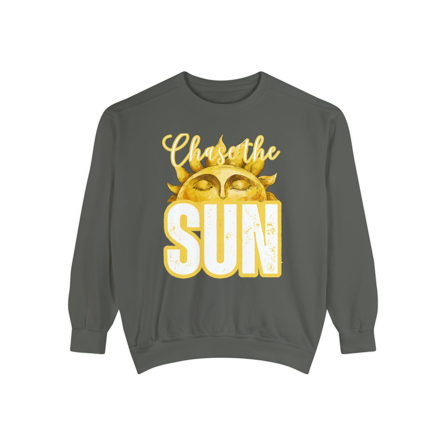 Chase the Sun Women's Comfort Colors Sweatshirt - Cozy and Inspirational - Eddy and Rita