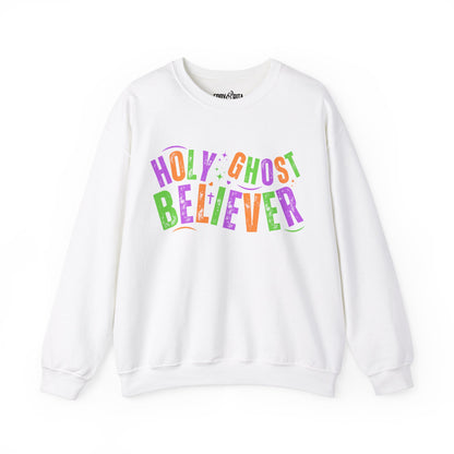 Women's Heavy Sweatshirt - "Holy Ghost Believer" Halloween Colors Graphic Pullover