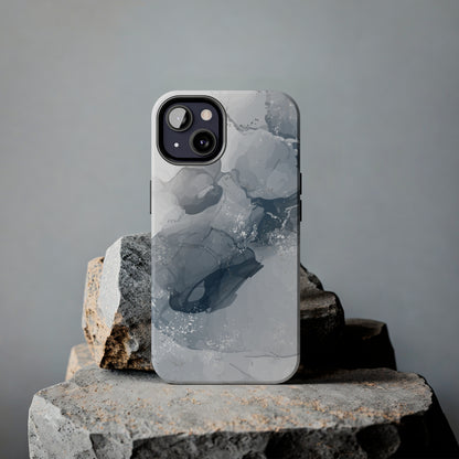 Gray and White Marble Pattern Cell Phone Case - Elegant and Sleek Device Cover