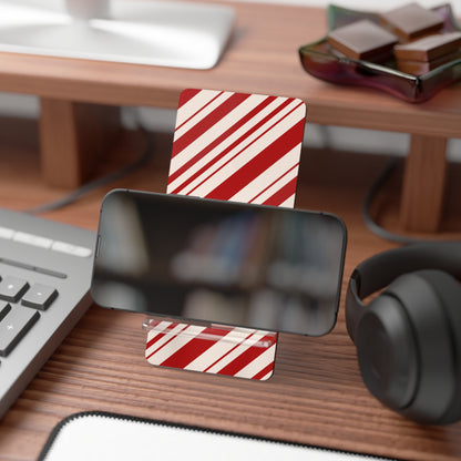 Mobile Display Stand for iPhone – Candy Cane Stripes Design | Perfect Holiday Stocking Stuffer