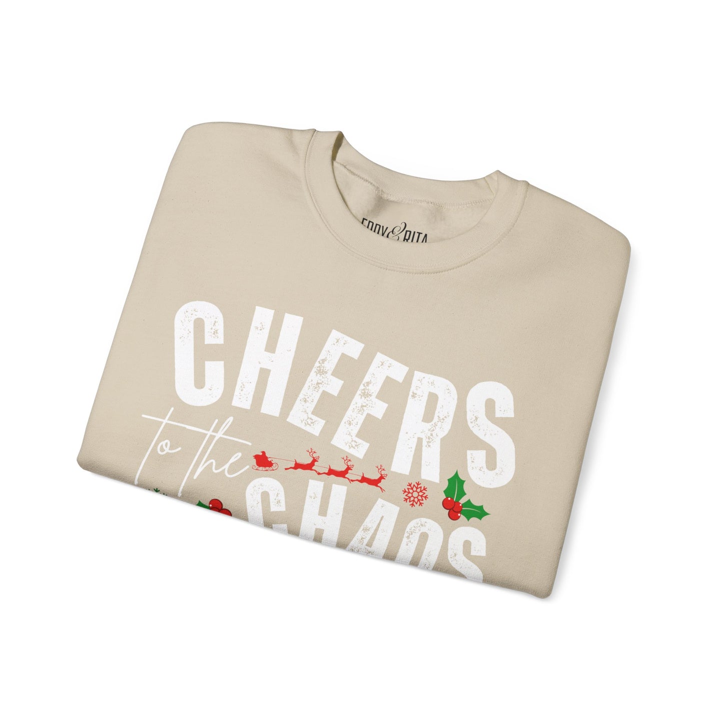 Women's Heavy Sweatshirt – "Cheers to the Chaos" Fun and Playful Winter Graphic Sweatshirt