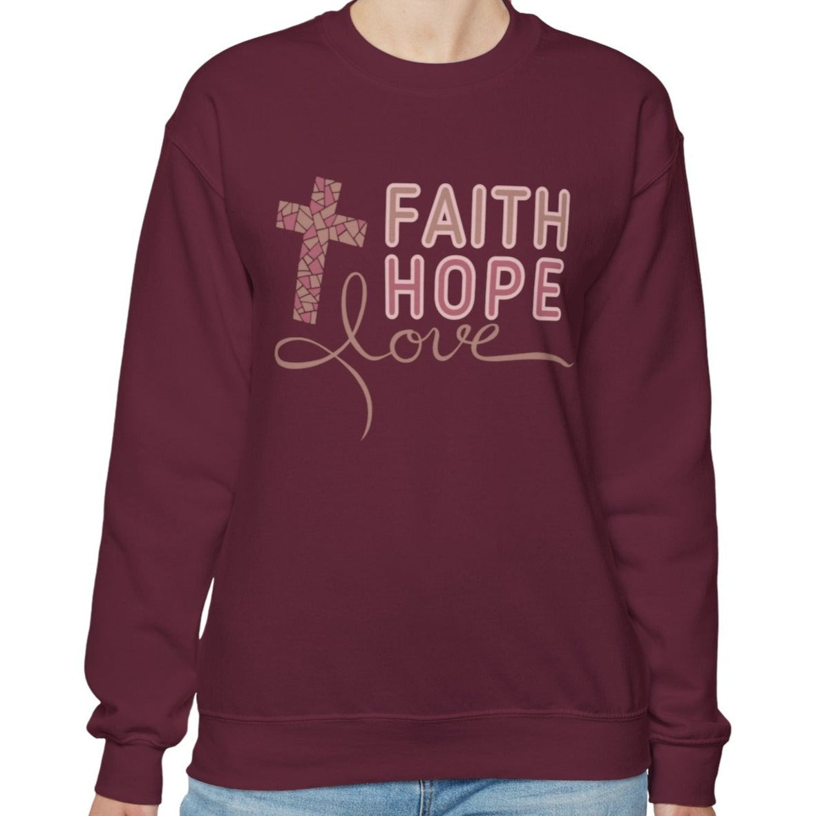 Faith Hope Love Women's Sweatshirt: Inspirational Style - Eddy and Rita