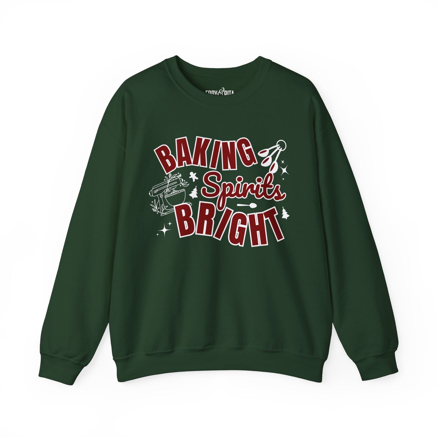 Women's Heavy Sweatshirt – "Baking Spirits Bright" Christmas Baking Graphic Sweatshirt