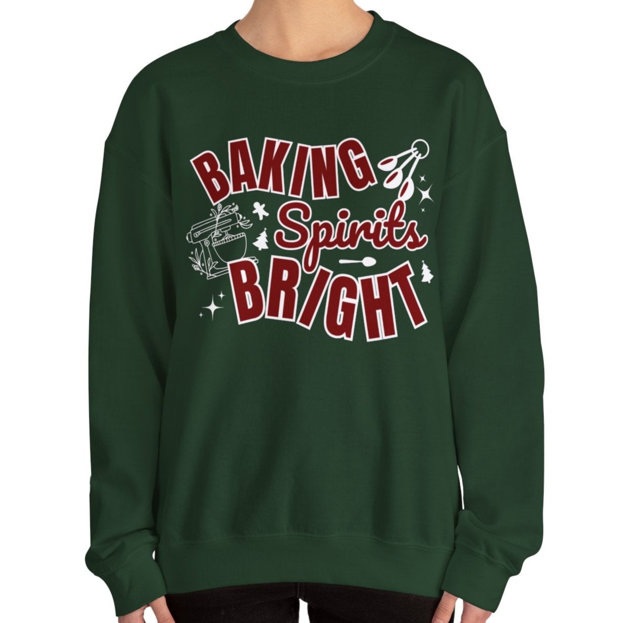 Women's Heavy Sweatshirt – "Baking Spirits Bright" Christmas Baking Graphic Sweatshirt