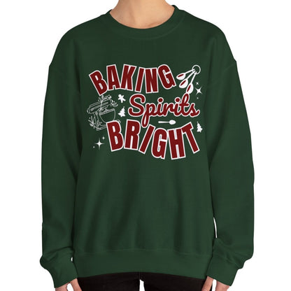 Women's Heavy Sweatshirt – "Baking Spirits Bright" Christmas Baking Graphic Sweatshirt