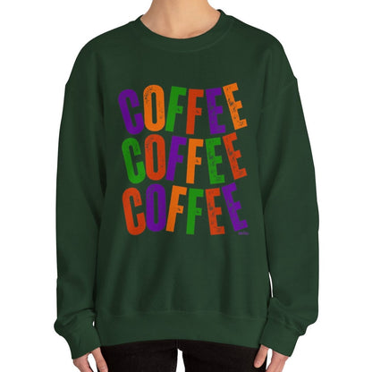 Women's Heavy Sweatshirt - "Coffee Coffee Coffee" Halloween Colors Graphic Pullover