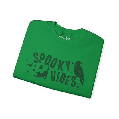 Eddy and Rita Women's Heavy Crewneck Sweatshirt - "Spooky Vibes" Halloween Graphic Pullover