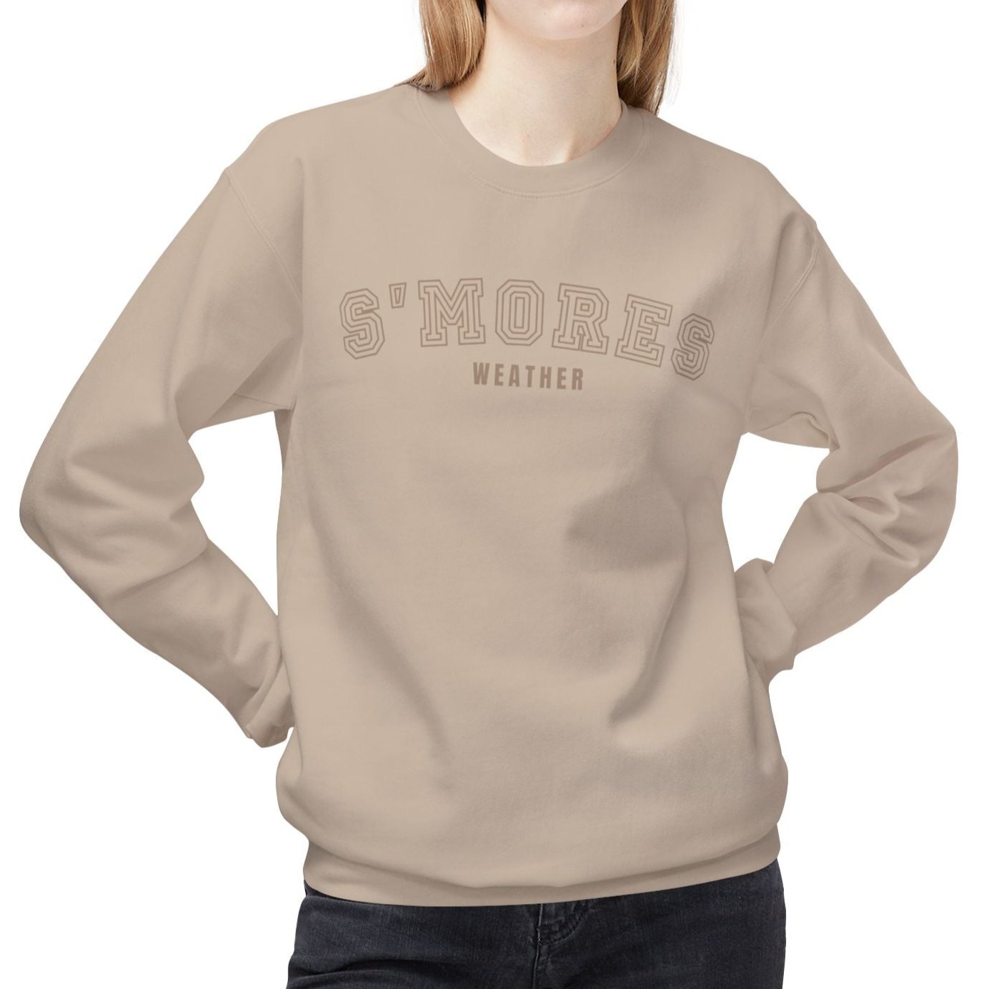 Women's Midweight Sweatshirt – "S'mores Weather" Cozy Graphic Sweatshirt