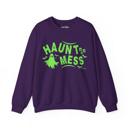 Eddy and Rita Women's Heavy Crewneck Sweatshirt - "Haunt Mess" Halloween Graphic Pullover