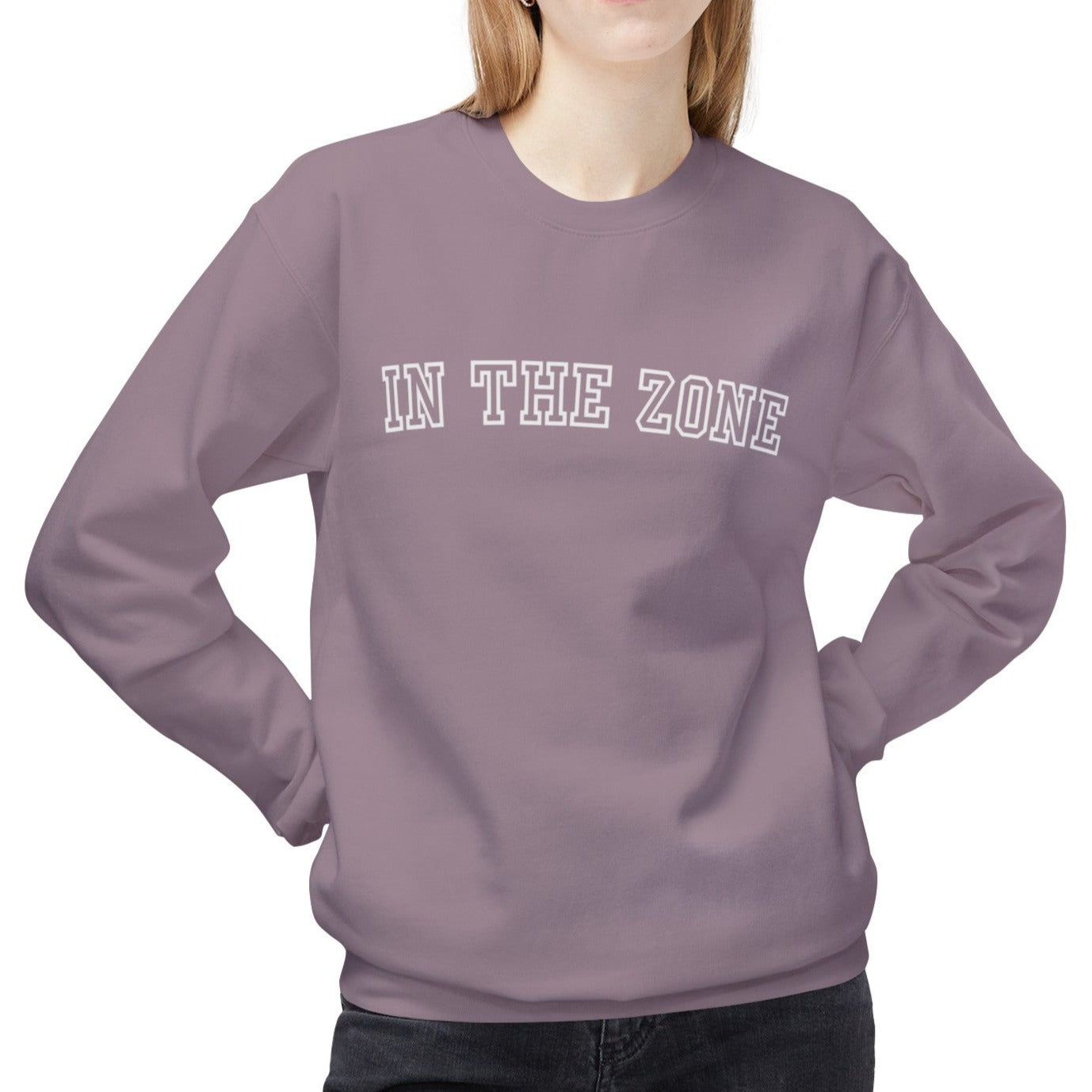 Eddy and Rita Women's Midweight Crewneck Sweatshirt - "In the Zone" Motivational Graphic Pullover