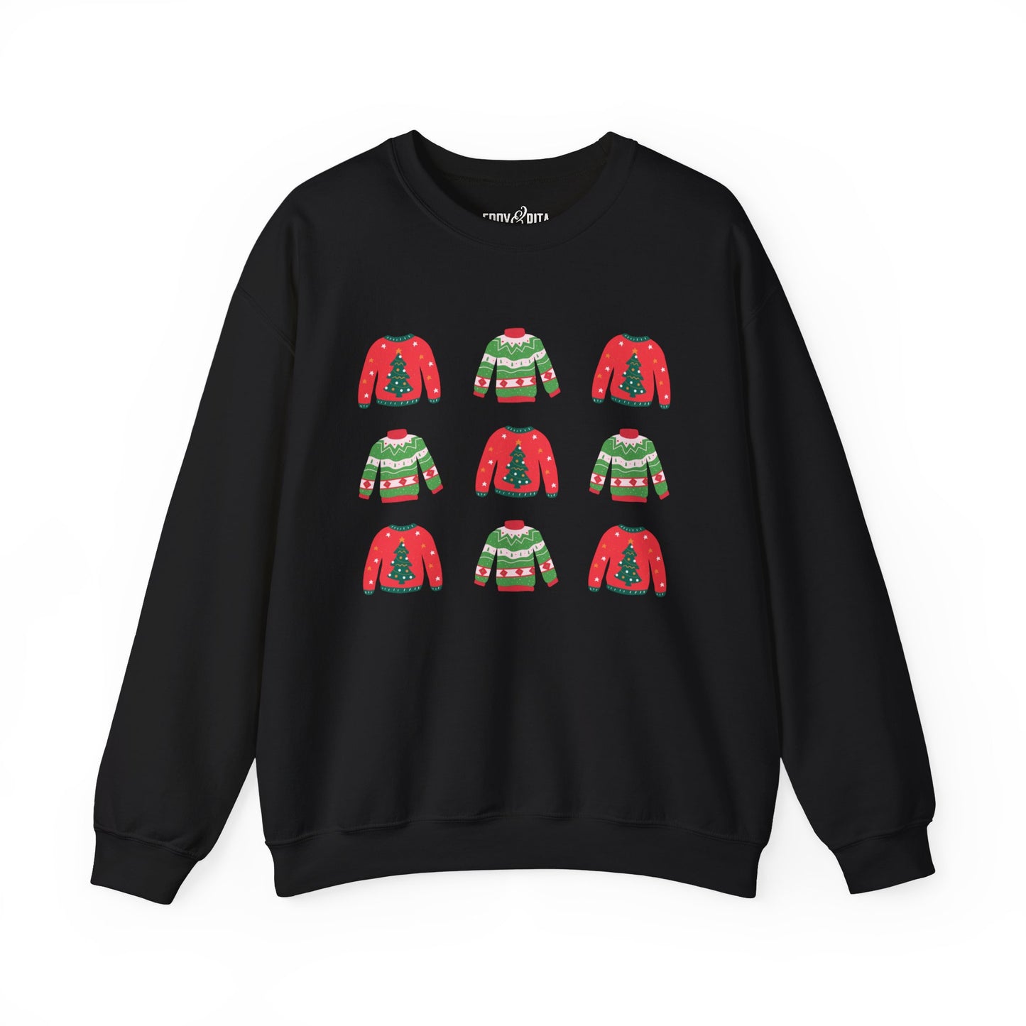 Women's Heavy Sweatshirt – "Festive Christmas Sweaters" Fun Holiday Graphic Sweatshirt