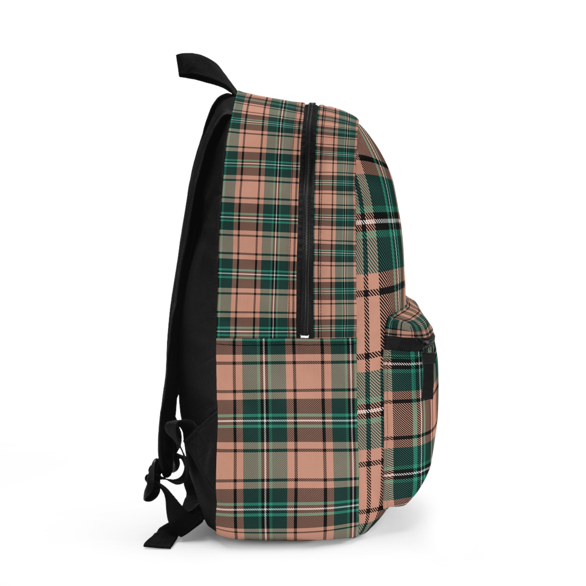 Eddy and Rita Women's Blush Pink Emerald Plaid Backpack - Premium Designer Bag