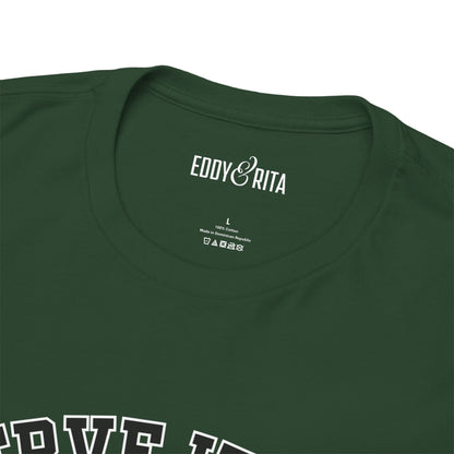 Eddy and Rita Unisex Heavy Cotton T-Shirt - "Serve It Up Pickleball Athletic Department" Graphic Tee