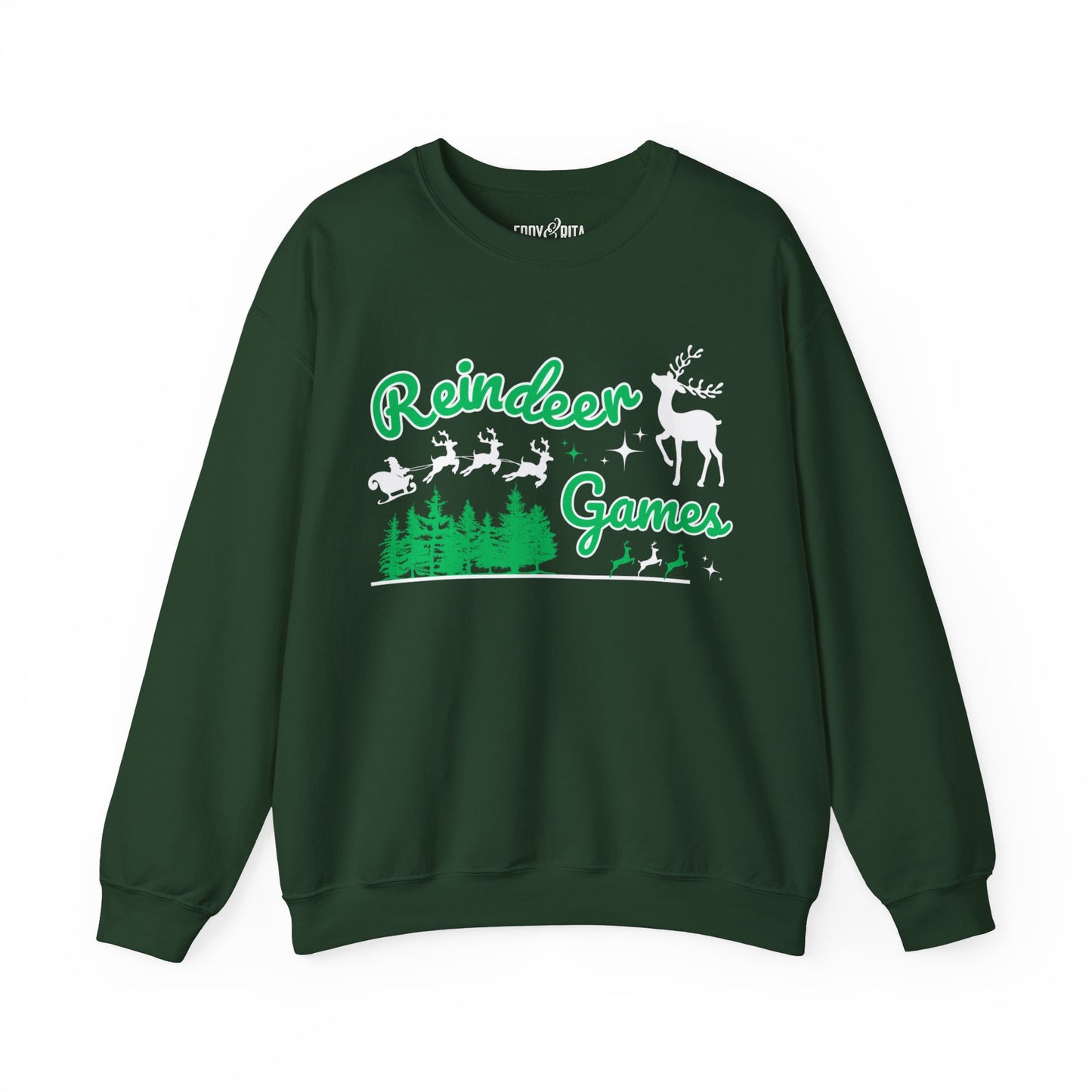 Women's Heavy Sweatshirt – "Reindeer Games" Festive Christmas Graphic Sweatshirt