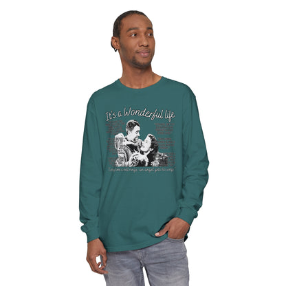 Women's Comfort Colors Long Sleeve Tee: 'It's a Wonderful Life' Christmas Movie Tribute Apparel