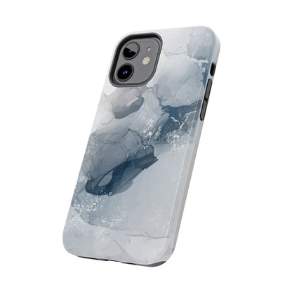 Gray and White Marble Pattern Cell Phone Case - Elegant and Sleek Device Cover