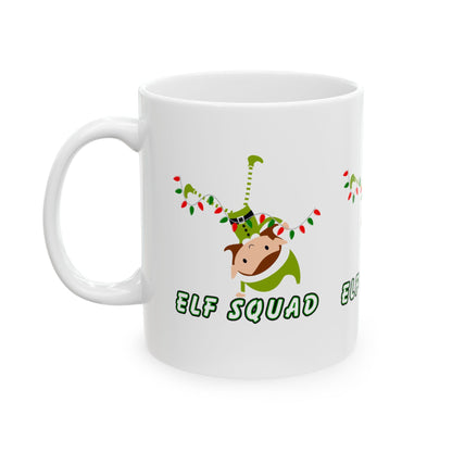 11 oz Ceramic Mug – “Elf Squad” | Fun and Festive Holiday Coffee Cup