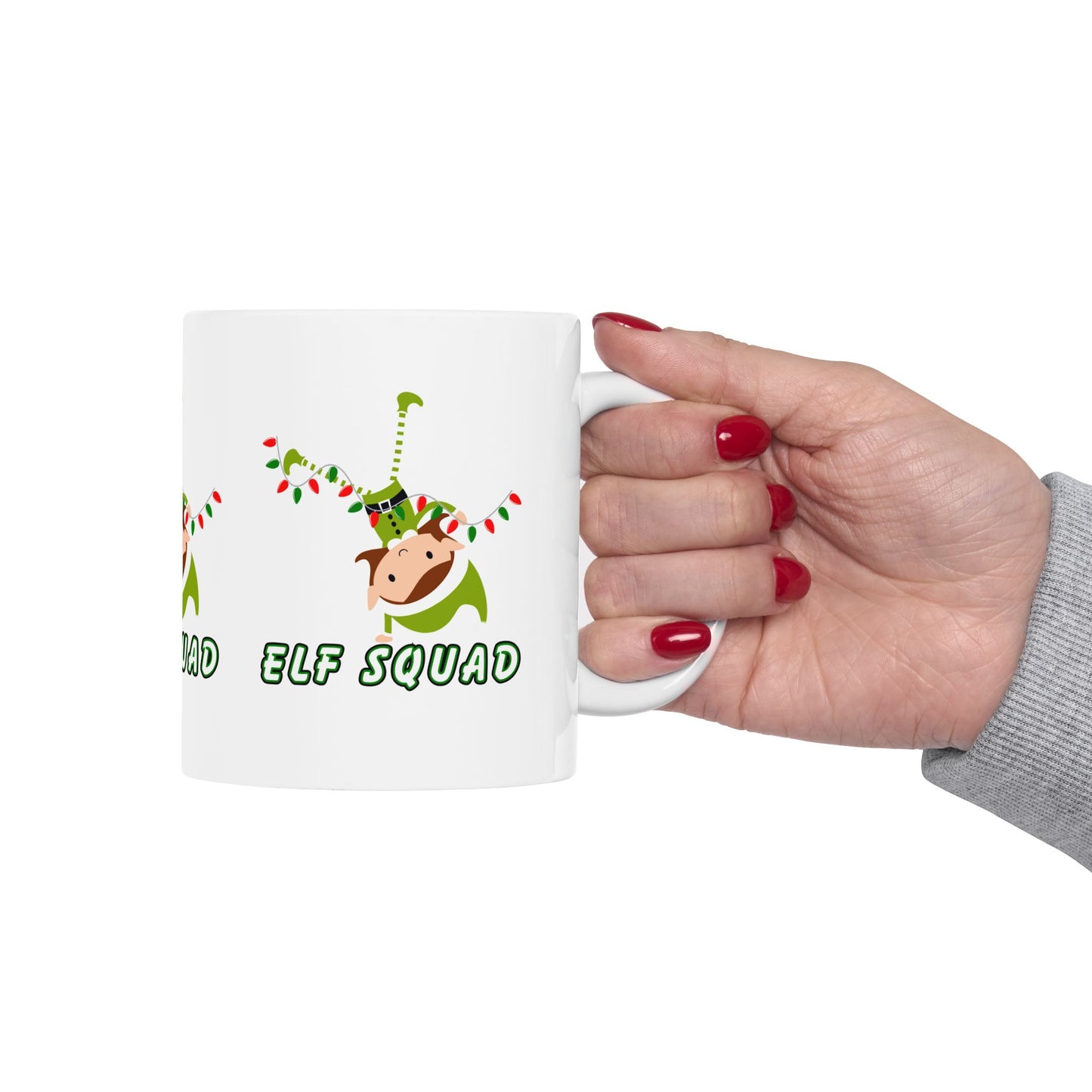 11 oz Ceramic Mug – “Elf Squad” | Fun and Festive Holiday Coffee Cup