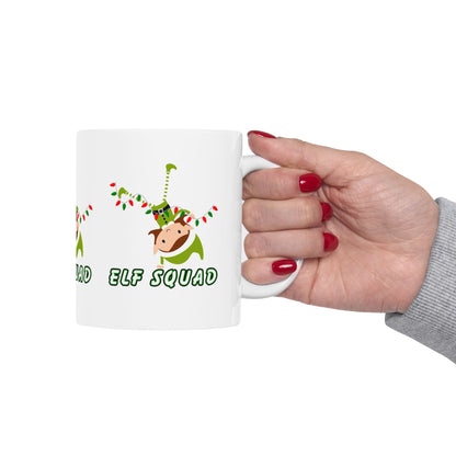 11 oz Ceramic Mug – “Elf Squad” | Fun and Festive Holiday Coffee Cup