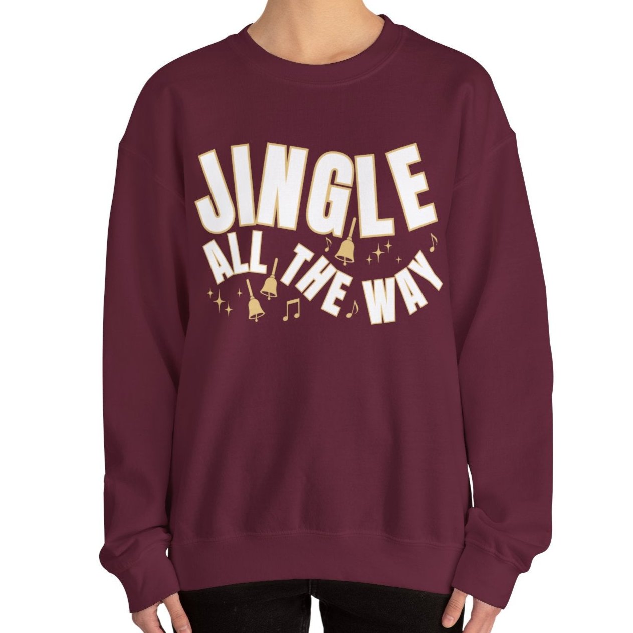 Women's Heavy Sweatshirt – "Jingle All The Way" Festive Christmas Graphic Sweatshirt