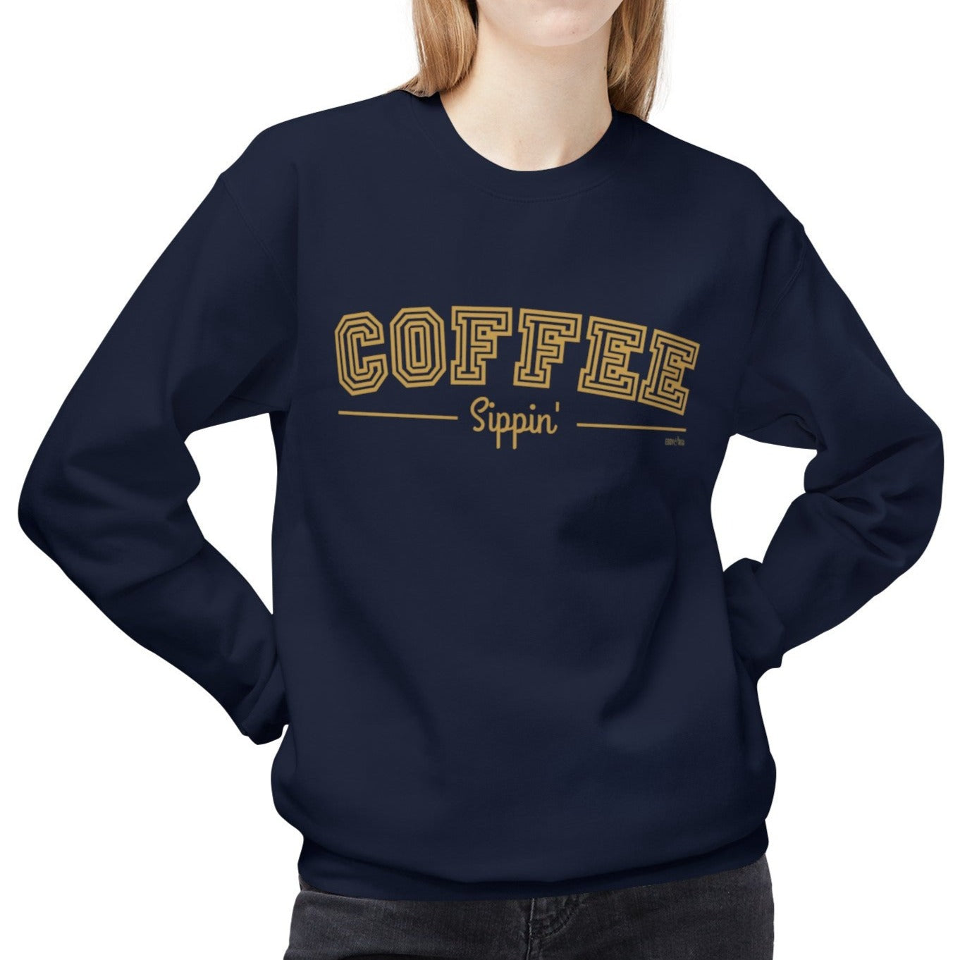 Eddy and Rita Women's Midweight Crewneck Sweatshirt - Coffee Sippin' Cozy Graphic Pullover