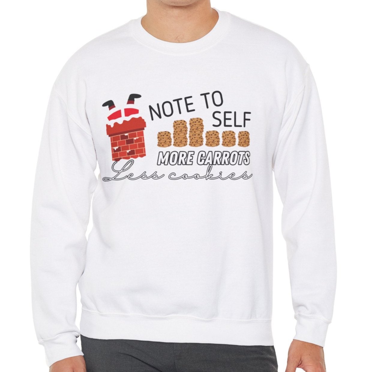 Note to Self: More Carrots, Less Cookies Santa Men's Sweatshirt