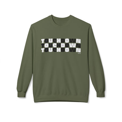 Eddy and Rita Women's Midweight Crewneck Sweatshirt - "Touchdown" Black and White Checked Graphic Pullover