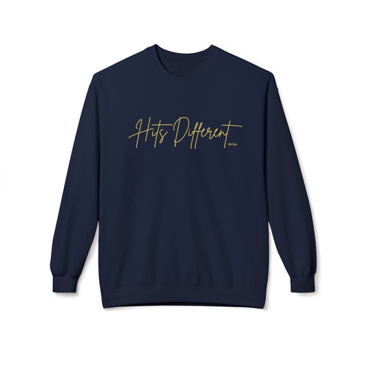 Eddy and Rita Women's Midweight Crewneck Sweatshirt - "Hits Different" Trendy Graphic Pullover