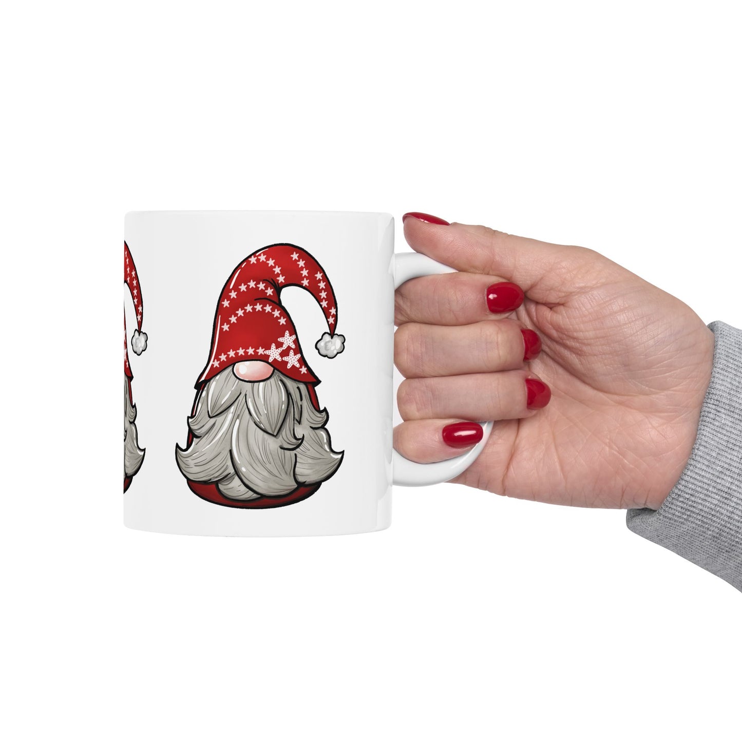 11 oz Ceramic Mug – Holiday Gnome Design | Festive and Cozy Christmas Coffee Cup