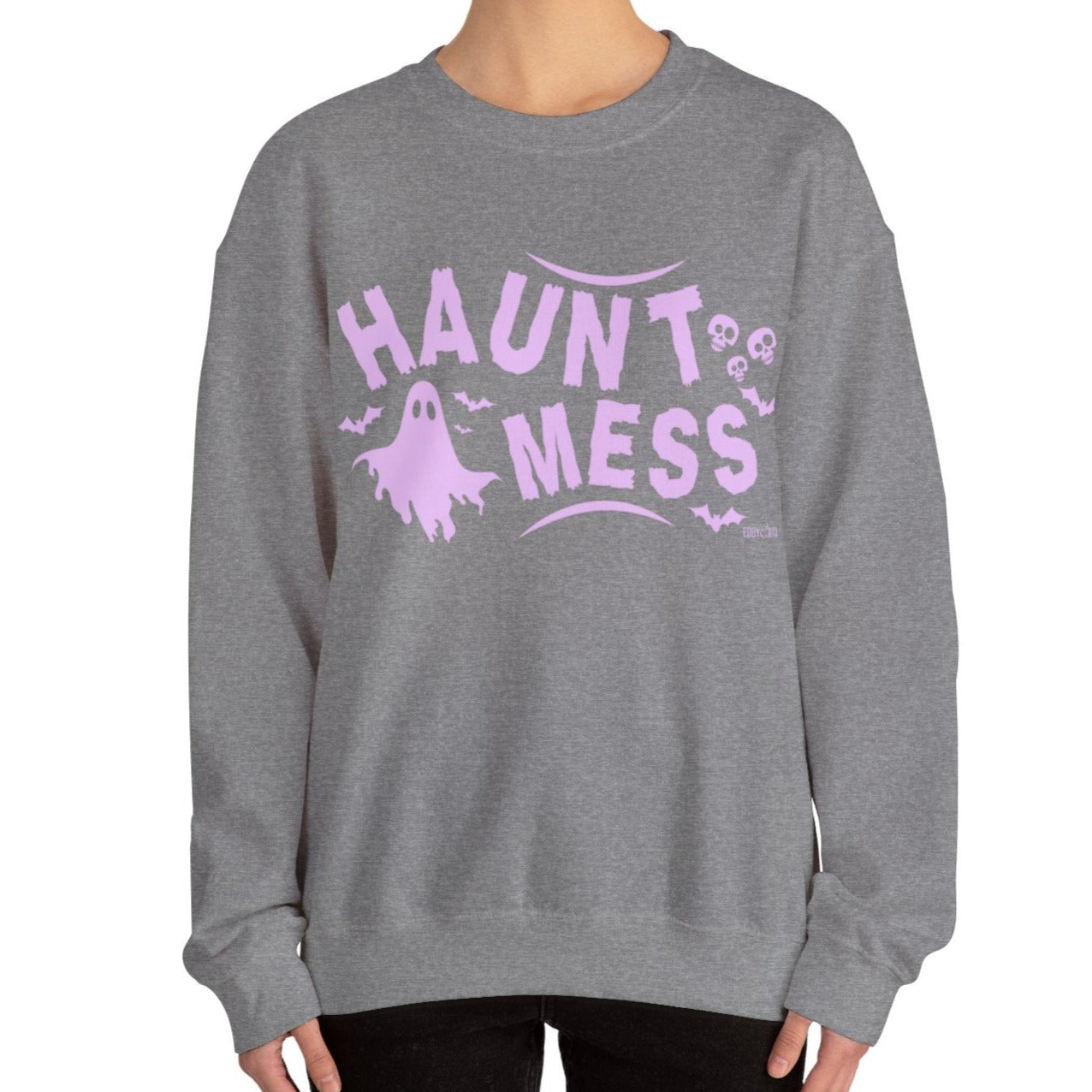 Eddy and Rita Women's Heavy Crewneck Sweatshirt - "Haunt Mess" Halloween Graphic Pullover