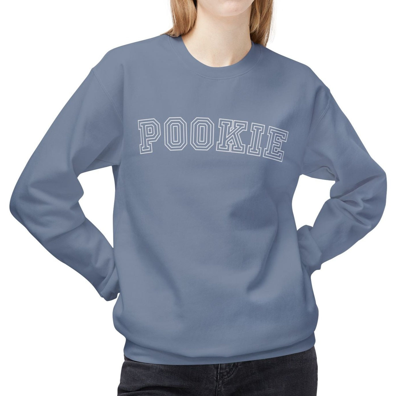 Eddy and Rita Women's Midweight Crewneck Sweatshirt - "Pookie" Cute and Cozy Graphic Pullover