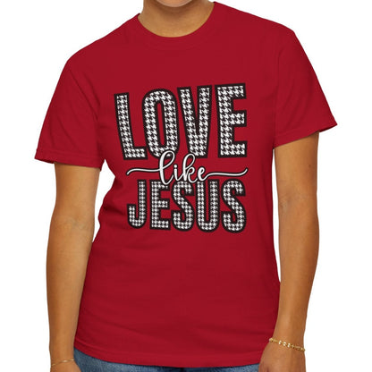 Love Like Jesus Houndstooth Tee - Women's Comfort Colors Short Sleeve T-shirt - Eddy and Rita