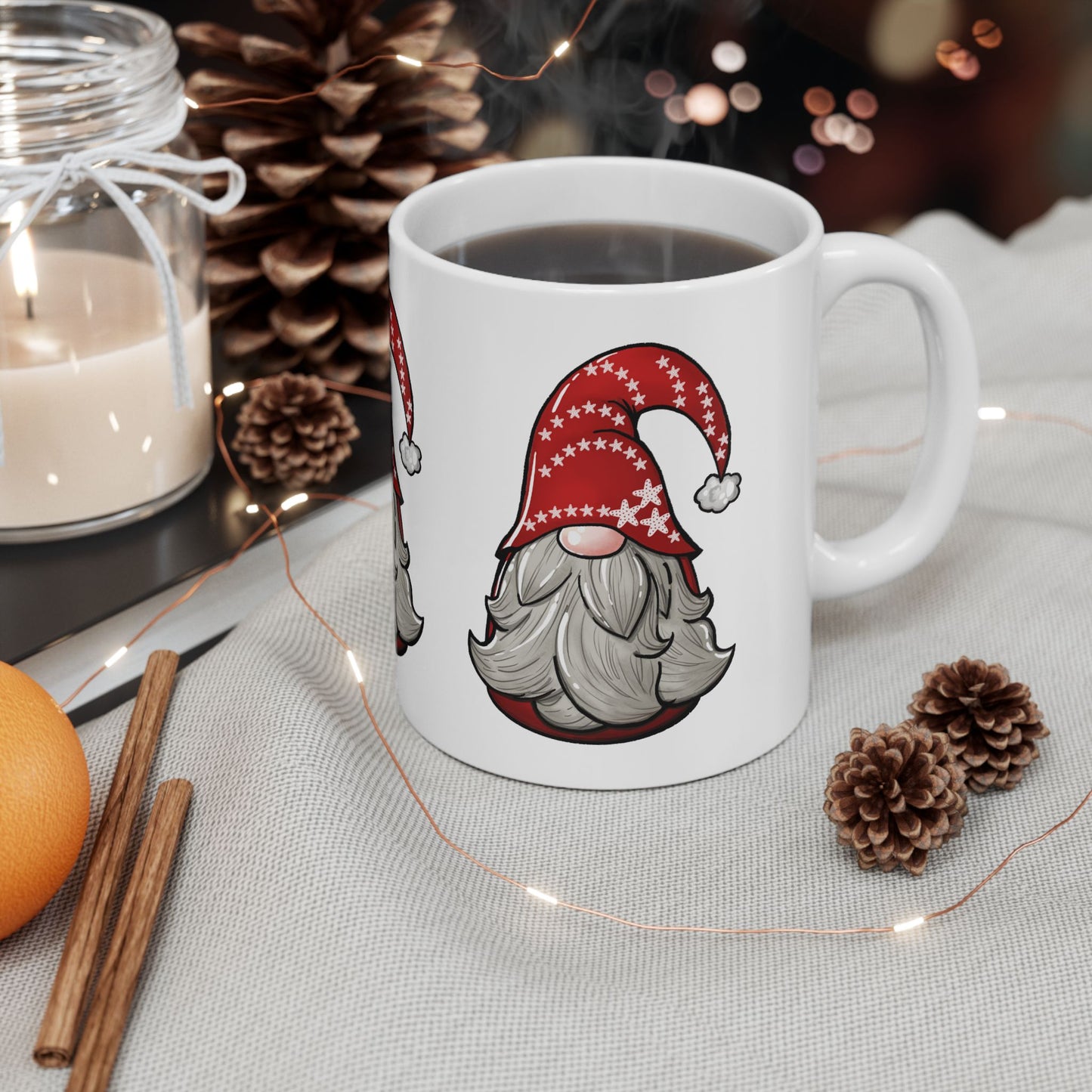 11 oz Ceramic Mug – Holiday Gnome Design | Festive and Cozy Christmas Coffee Cup