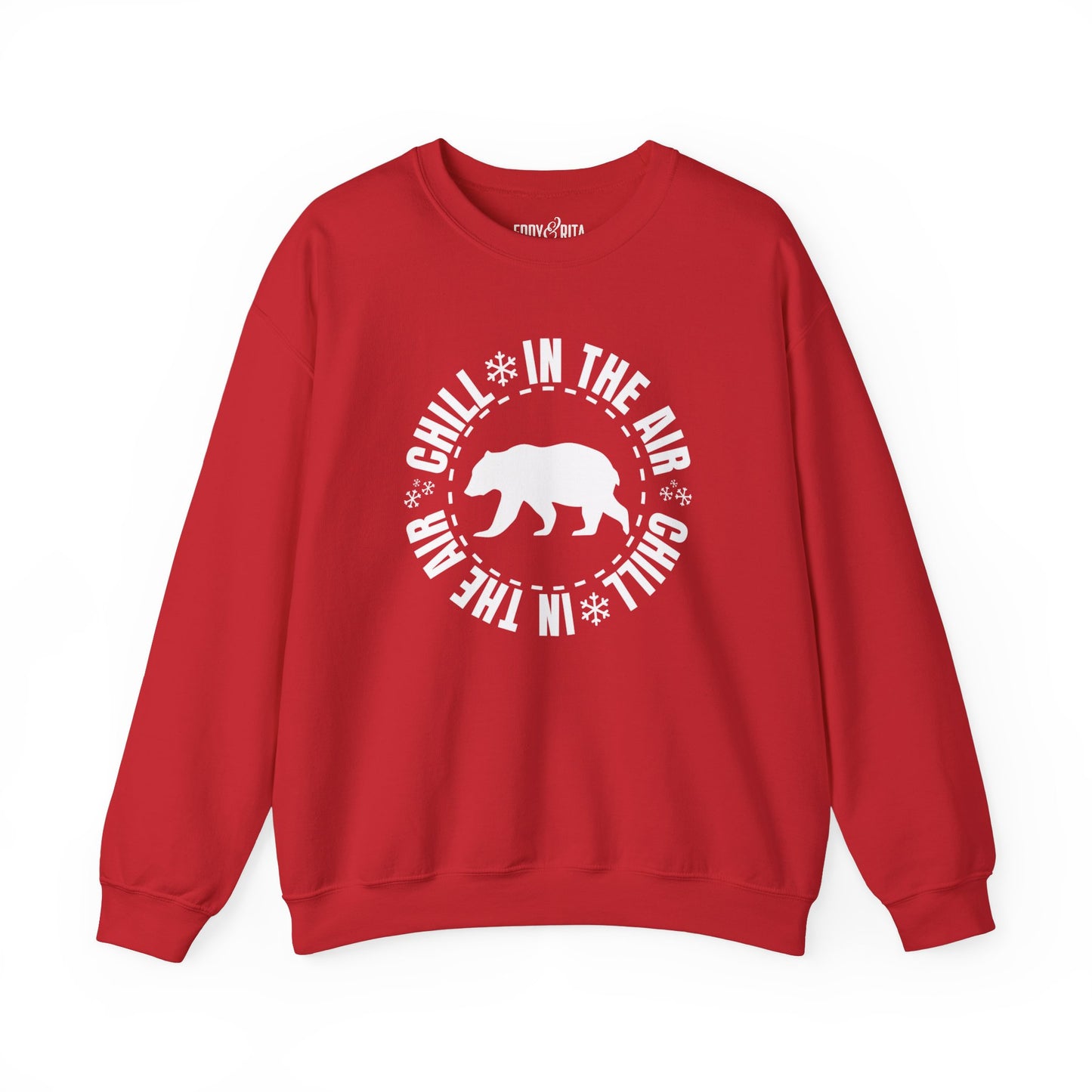 Women's Heavy Sweatshirt – "Chill In The Air Bear" Cozy Winter Graphic Sweatshirt