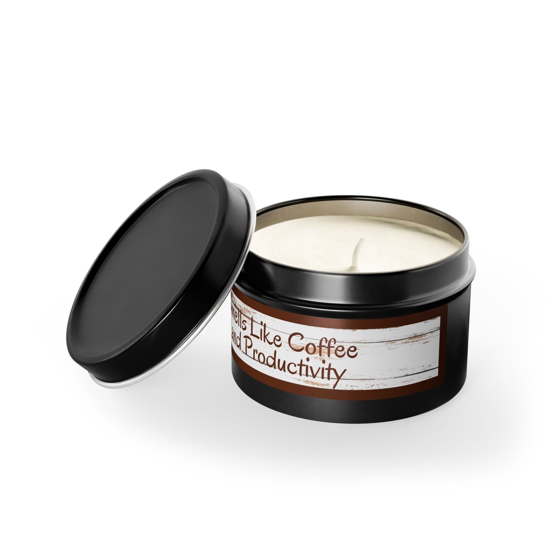 Coffee Scented Tin Candle – 4 oz | “Smells Like Coffee and Productivity” | Perfect Stocking Stuffer Gift