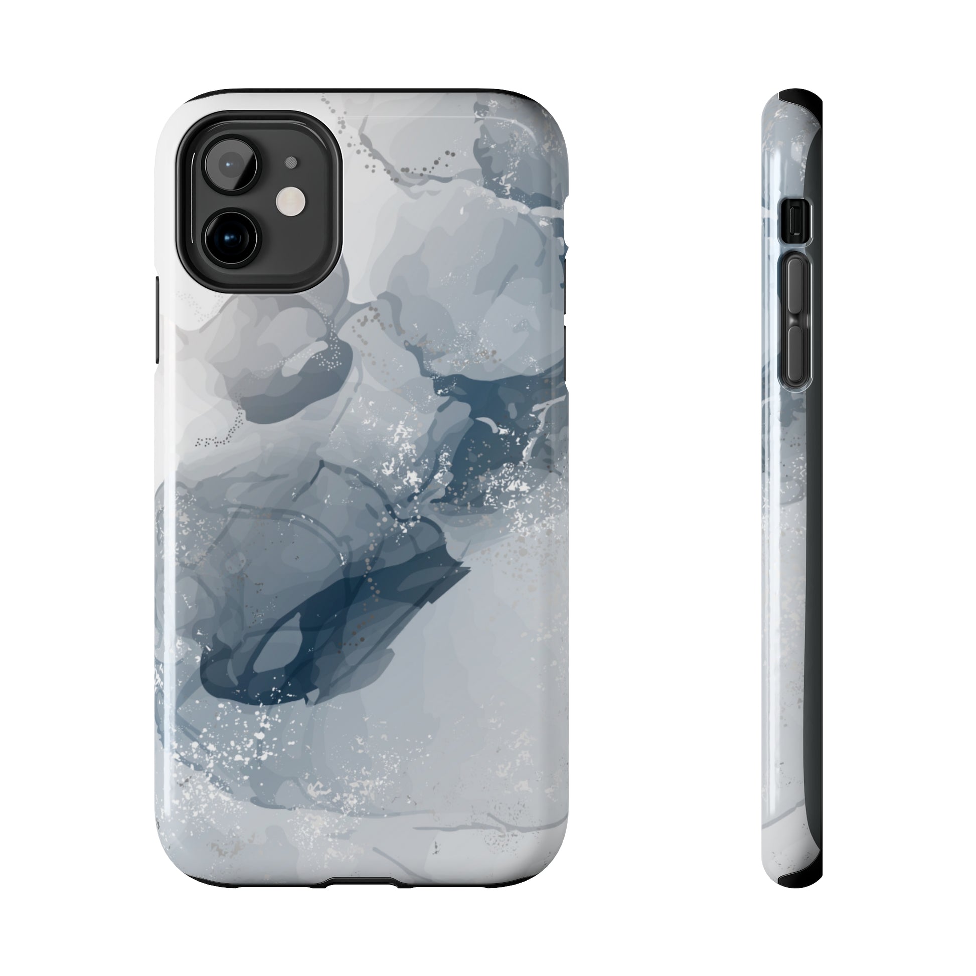 Gray and White Marble Pattern Cell Phone Case - Elegant and Sleek Device Cover