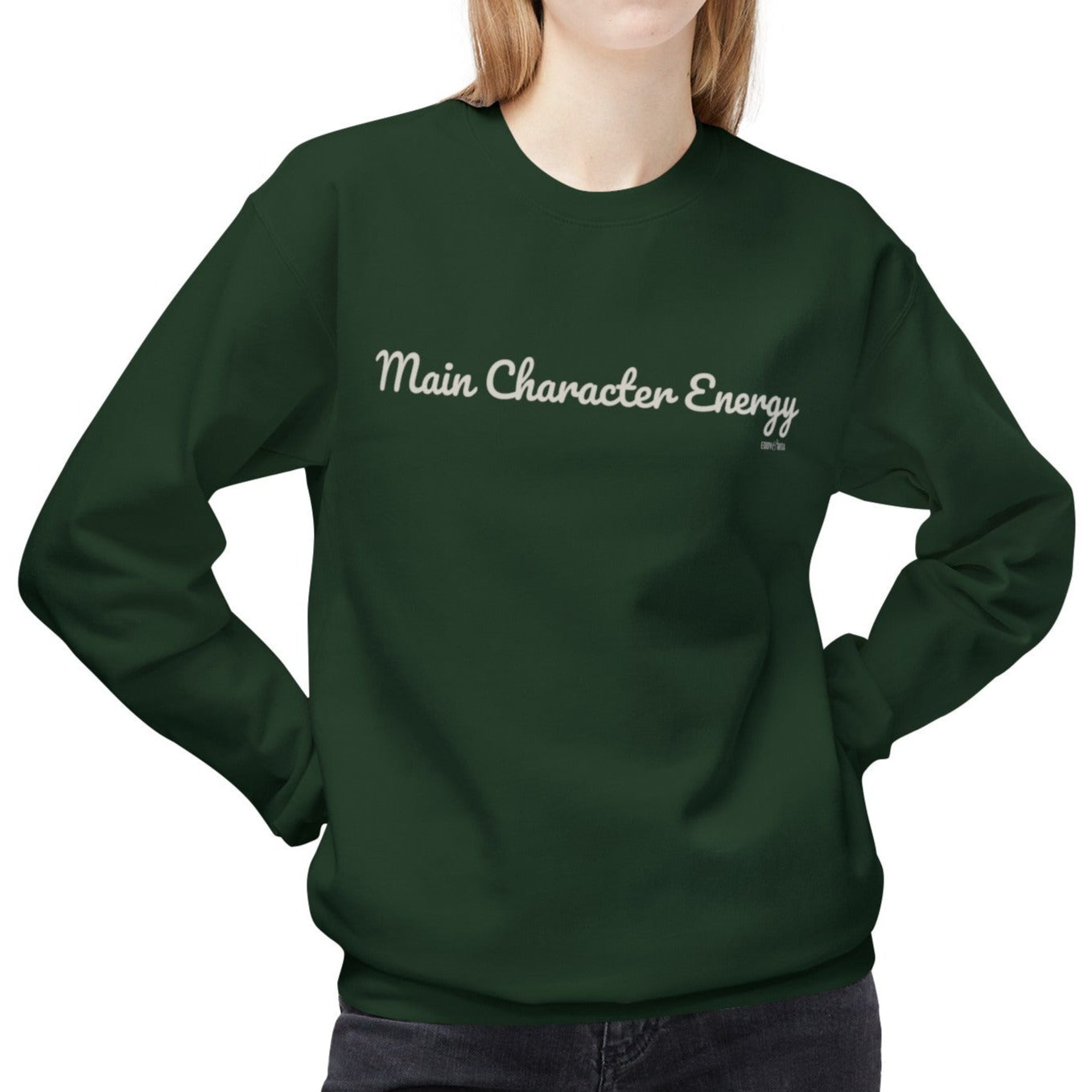 Eddy and Rita Women's Midweight Crewneck Sweatshirt - "Main Character Energy" Inspirational Graphic Pullover