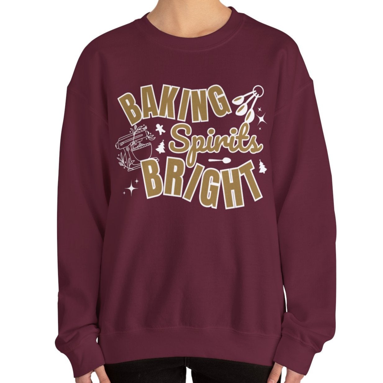 Women's Heavy Sweatshirt – "Baking Spirits Bright" Christmas Baking Graphic Sweatshirt