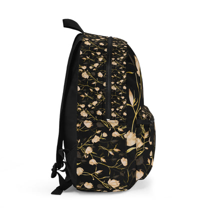 Eddy and Rita Women's Black Backpack with Cream Floral Design - Premium Designer Bag for Stylish Moms