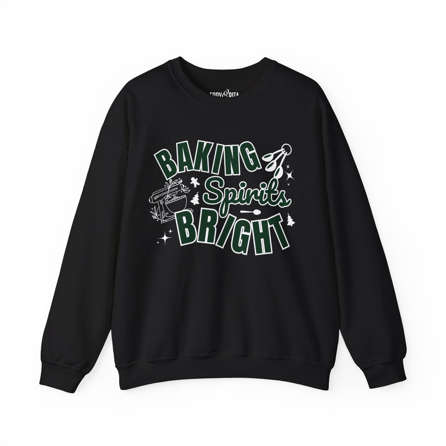 Women's Heavy Sweatshirt – "Baking Spirits Bright" Christmas Baking Graphic Sweatshirt