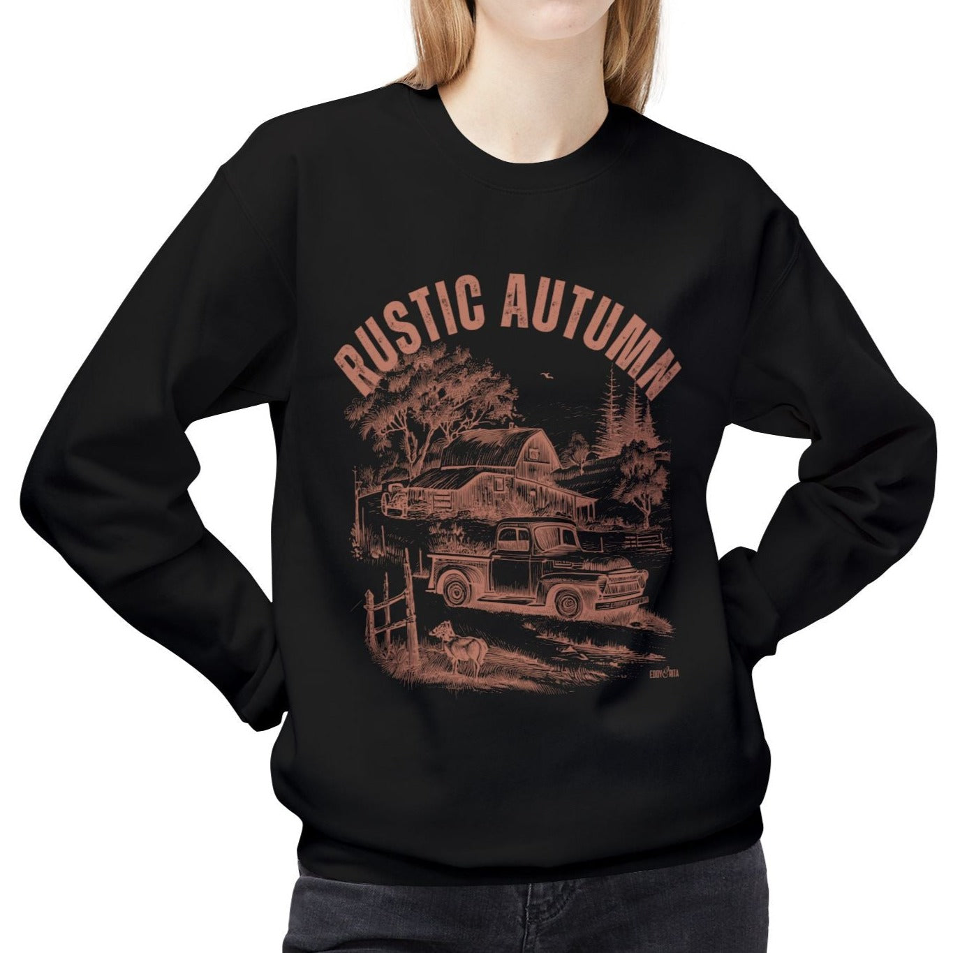 Eddy and Rita Women's Midweight Sweatshirt - "Rustic Autumn" Fall Graphic Pullover