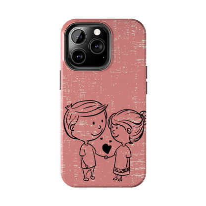 Romantic Couple Holding Hands Line Drawing Cell Phone Case - Rose Colored Love Cover