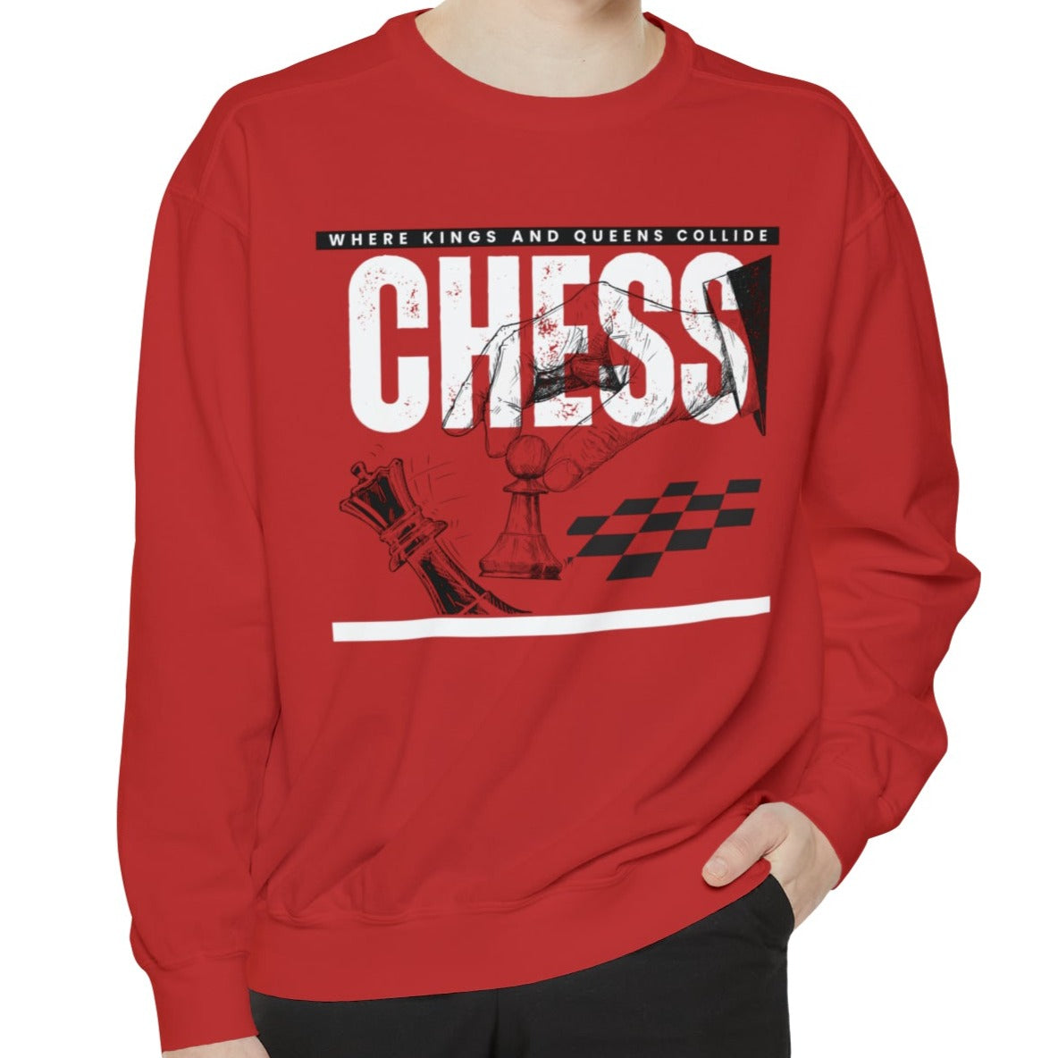 Chess, Where Kings and Queens Collide Strategic Comfort Colors Men's Sweatshirt - Eddy and Rita